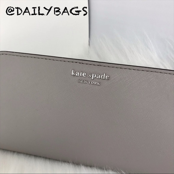 KATE SPADE LARGE SLIM BIFOLD WALLET TAUPE GRAY - Picture 2 of 6